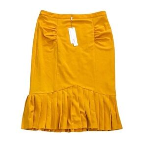 NWT Belle Boque Womens Skirt Sz 2XL Yellow Pleated Pencil Fall Spring Fun Work